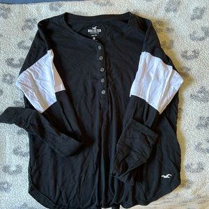 Holster Long Sleeve Tee w/ Colorblock Sleeves Black & White